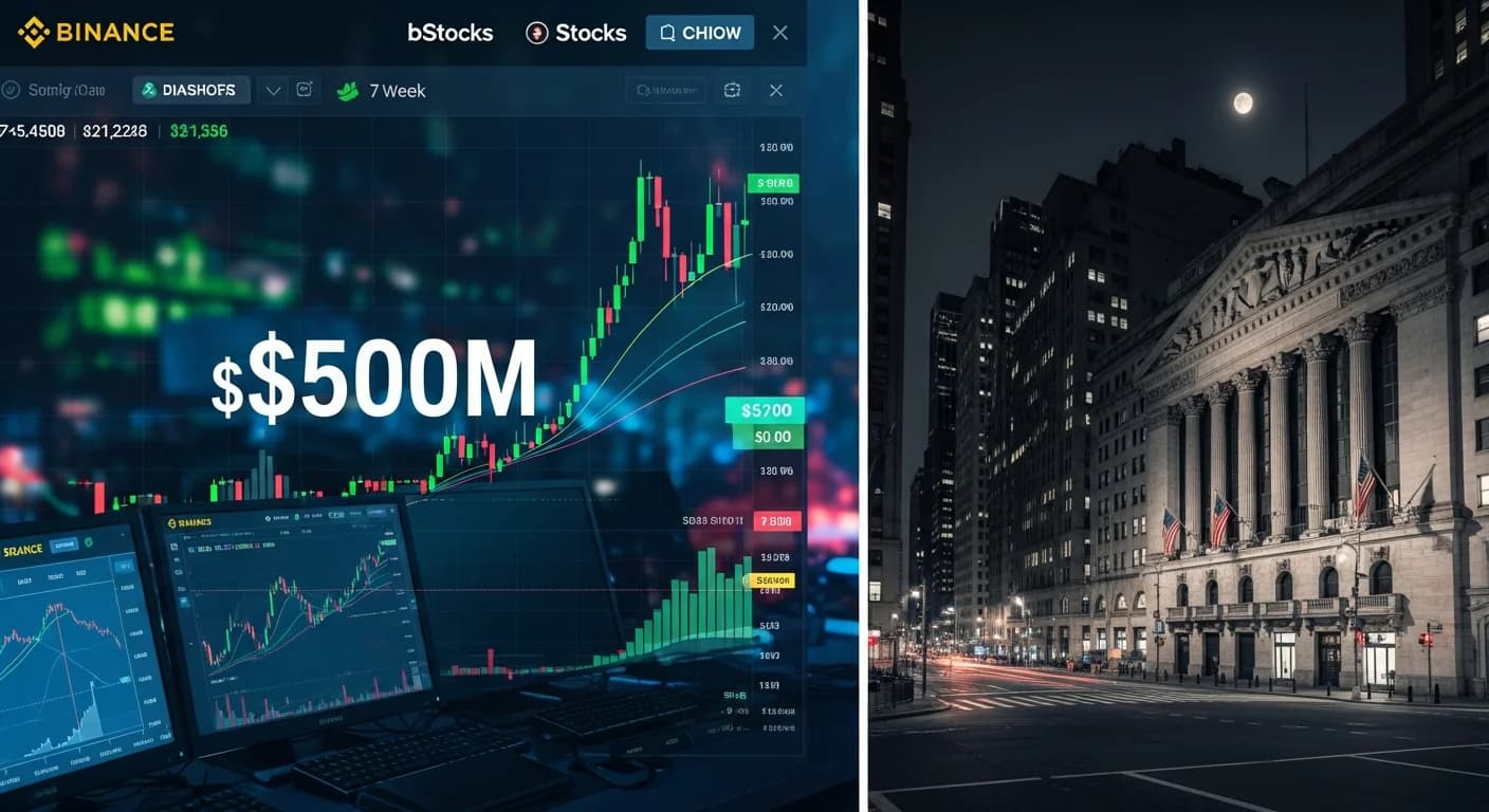 Binance's bStocks hit $500M in 7 weeks, and most trading happens while Wall Street sleeps