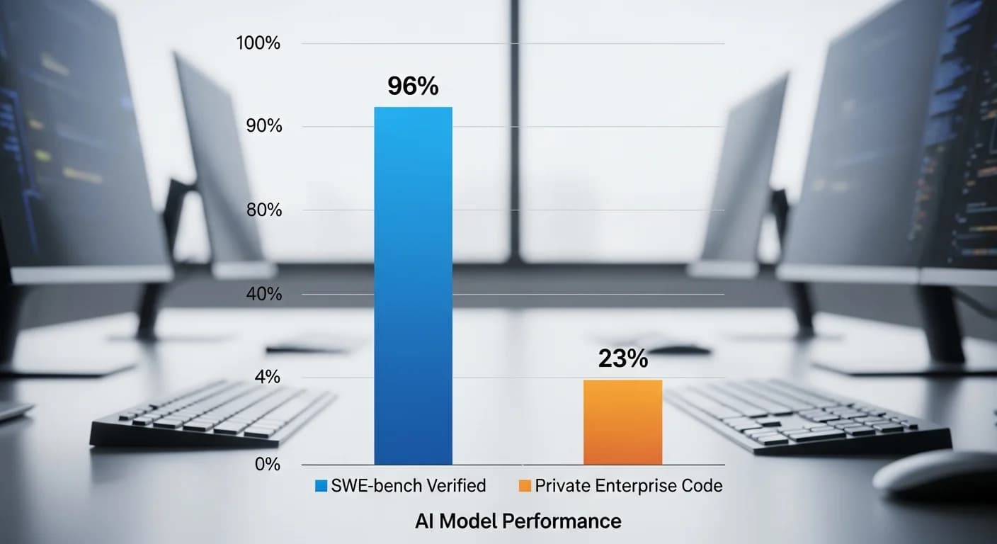 On SWE-bench Verified, Top Models Hit 96%. On Private Enterprise Code, They Barely Clear 23%