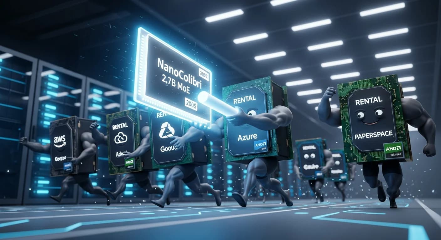 سباق تتابع بوحدات GPU مستأجرة درّب نموذج NanoColibri من نوع 2.7B MoE مقابل 200 دولار