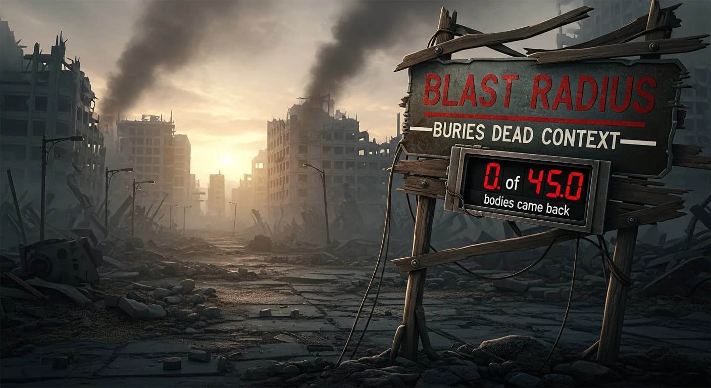 Blast Radius buries dead context. Zero of 450 bodies came back