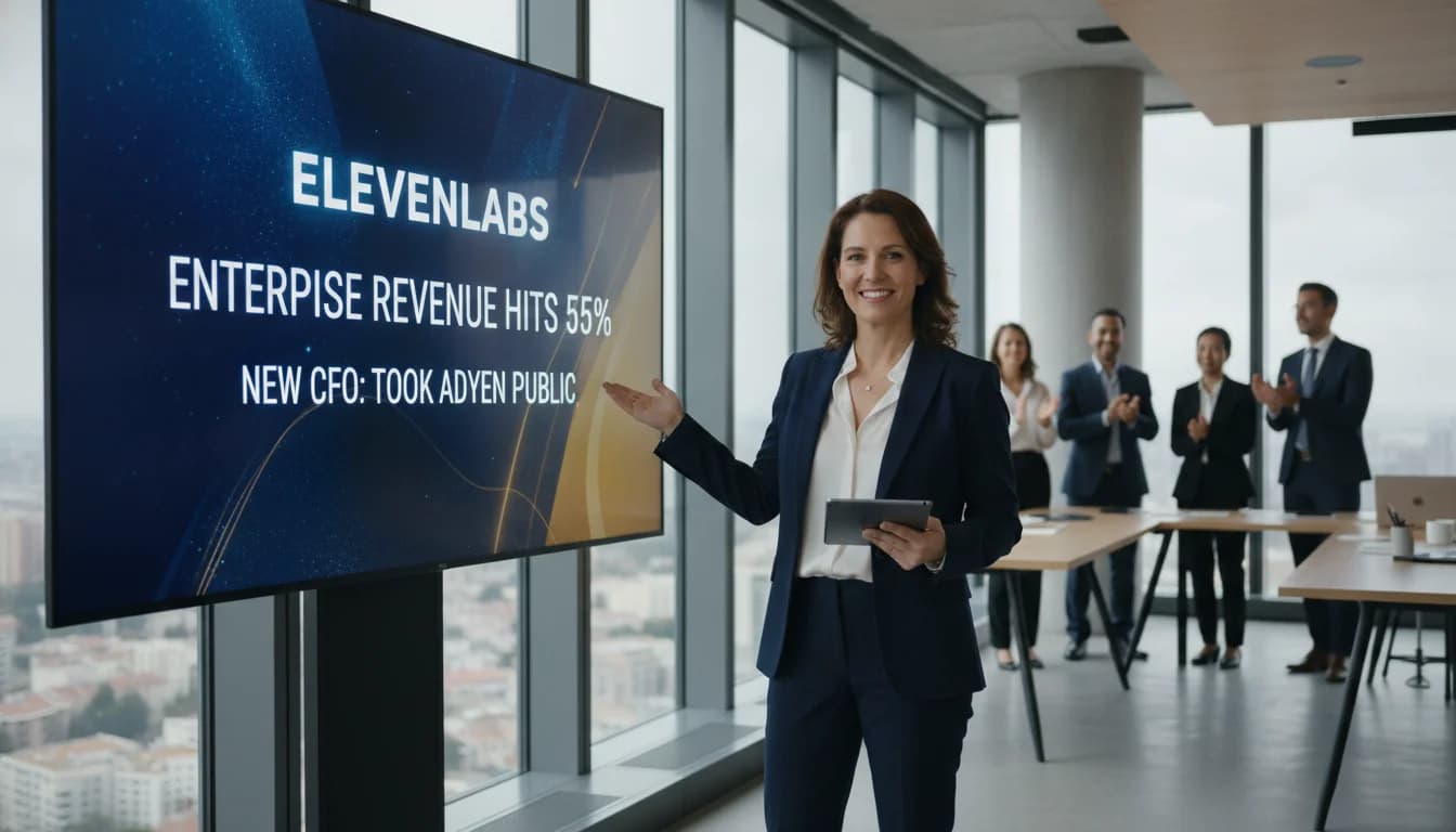 ElevenLabs' enterprise revenue hits 55%. Its new CFO took Adyen public.